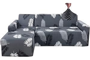 Jaotto Copridivano con Penisola Elasticizzato A Sinistra Destra, Fodere Copridivano Angolare Universale, Copridivano Antigraffio Gatto Chaise Longue a Forma di L(3 Posti+3 Posti,Piuma Grigia)