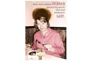GUTSCH VERLAG Lustige Postkarte mit Spruch – Humorvolle Karte für Diät-Müde, Motivation 'Wenn man mehrere Diäten macht, wird man satt' – Witziges Geschenk
