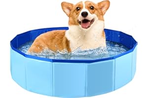 FULHDEDI Hundepool, Faltbarer Haustier-Schwimmbecken, 80 x 20 cm Hunde-Schwimmbad, Blau, tragbare PVC-große Hundebadewanne, tragbare Hundebadewanne, Schwimmbad für drinnen und draußen