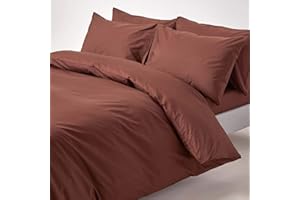 Homescapes 3-teiliges Perkal-Bettwäsche-Set braun aus 100% ägyptischer Baumwolle, 1 Bettbezug 260x220 cm & 2 Kissenbezüge 48x74 cm