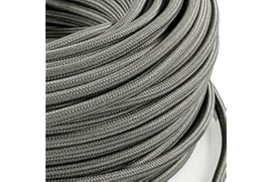 METOO DESIGN Câble électrique en tissu rond style vintage avec revêtement de 10 mètres de couleur gris foncé Topo H03VV-F section 2 x 0,75 pour lustres, lampes, abat-jour, design fabriqué en Italie