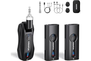 KIMAFUN Microfono Lavalier Wireless 2.4G, Microfono Bavero Senza Fili per 2 Persone, Compatto e Portatile per Insegnamento in classe, Riunioni, Interviste, Discorsi, Seminari,G70-1(2TX+1RX)