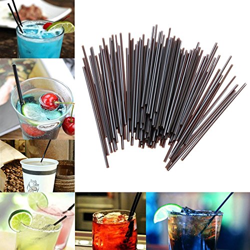 100 Stück Mini Schwarz Kunststoff Cocktail Strohhalme Feier Getränke Partybedarf - 2