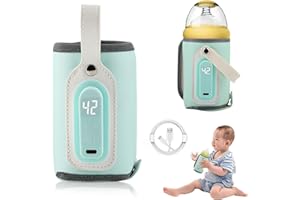 Funmo Calentador De Biberones Portatil USB Calentador De Leche Materna De Viaje con 5 Ajustes De Temperatura para El Hogar Co