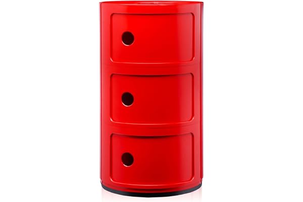 Kartell Componibili, Conteneur 3 éléments, Rouge, Base ronde