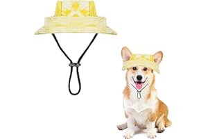 OTKARXUS Cappello da sole per cani, 1 cappello da pescatore regolabile per cani da principessa, con fori per le orecchie, visiera rotonda per cani e pescatori, per cuccioli, cani di piccola taglia, gatto
