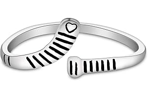 ENSIANTH Hockey Gift Ice Hockey Ring Girls Hockey Jewelry Hockey Stick Jewelry Adjustable Hockey Ring