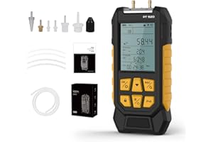 LUTIFIX PT520 Digital Manometer Air Pressure Gauge -100-200 KPa 0.1 Resolution air pressure 10 Units Differential Dual-Port HVAC Digital Manometer Gas Pressure Tester with Backlight LCD Display