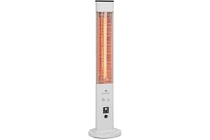blumfeldt Heat Guru Plus - In & Out Radiant Heater, Stand Heater, Power: 1200 Watts, 9-Hour Timer, Carbon Heating Element, 3 Heating Levels, Housing with Anodised Aluminium Alloy - White