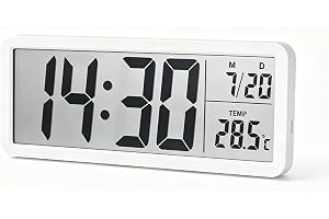 HENGBIRD Digital väggklocka digital klocka med temperaturvisning bordsklocka digital klocka – LCD-display med datum 12/24 tim
