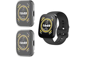 HOMTERN Confezione da 2 custodie compatibili con Amazfit Bip 5, in TPU flessibile, copertura completa, antiurto, antigraffio, confezione da 2 custodie trasparenti