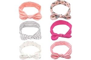 SPOKKI Hairband 6 Pieces Turban Headband Hair Accessories Cute Bow knot Head wear for Baby/Girl/Infant Toddler Photo/Birthday Party (B)