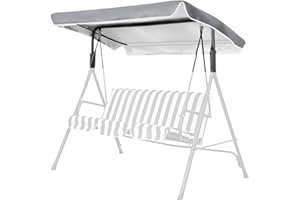WINGFLY Techo de repuesto para columpio de 3 plazas, toldo para columpio de jardín, 200 x 145 cm (gris)