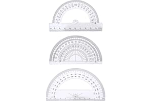 ZUWIJEQ 3 Pezzi Goniometro 180°, Goniometri Matematici Plastica, Matematica Geometria Strumento Forniture per Ufficio Scuola Casa Classe Studenti, Trasparente,con righello