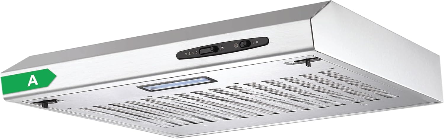 Igenix 60cm Visor Cooker Hood 72W, Energy Rating B, 212 m³/h Extraction, 3 Speeds, LED Light, Under Cabinet Kitchen Extractor Fan (Stainless Steel)