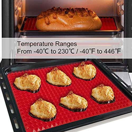Silikon Backmatte, Holoko Sets von 2 Non Stick Silikon Backbleche Hitzebeständige Plätzchen Blatt-16 „x 11,5“ - 3