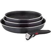 Tefal Ingenio Enjoy &ndash; Set of 3 Frying Pans, Aluminium | 3 Frying Pans 8.7/9.4/11 inch + Removable Handle, Suitable for Induct