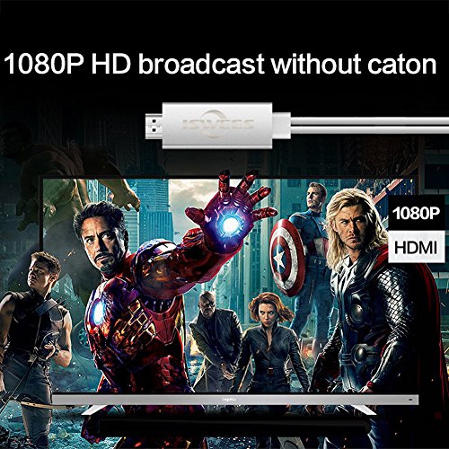 Lightning to HDMI Adapter Kabel ISWEES Lightning Digital AV auf HDMI 1080P HDTV Adapter Schnur Kabel für iPhone 7 7 plus 6s 6s plus 6 6 plus 5 5c 5s SE, iPad Air / Mini / Pro (Plug & Play),Samsung S6 S5 S4 S3 S6 Edge Note 3/4/5/6 – Weißer (Kein Samsung S7 oder S7 Edge) - 7