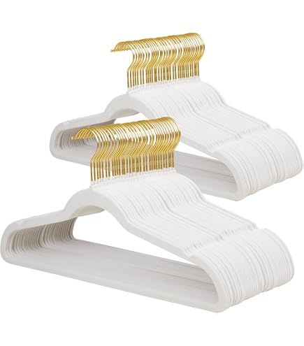 Stormix 36 Stuks Fluwelen Kleerhangers - Antislip Jurkhangers 40x21cm Met Schouderinkepingen, Crème Met Gouden Haak Voor Volwassenen