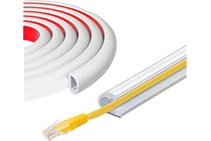 XIAOHILL Multi-Spec White Self-Adhesive Cable Trunking, Soft Silicone Side Opening Wire Channel, Flexible Wire Hider for Single TV/Computer/Power/Ethernet Cable (2M)