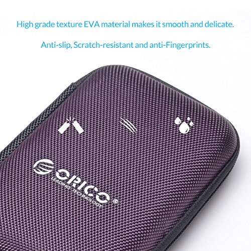 ORICO Festplattentasche Schutztasche Schutzbox für 2,5 Zoll externe tragbare Festplatten Western Digital WD Seagate Toshiba Samsung Intenso (2.5″, Lila) - 4