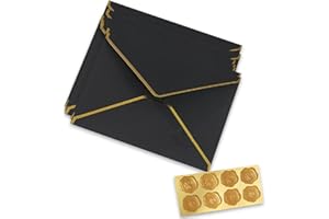 INELIHOO Enveloppe Cadeau 20 Pièces Enveloppes en Papier Kraft Les Cartes Cadeaux Enveloppe avec Bords dorés Enveloppes de Carte Postale Enveloppee de carton d’invitation Pour mariage fêtes cartes de vœux