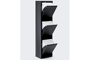 gowoll Mülleimer Küche aus Fleckenfest Biomülleimer Wandmontage Abfalleimer Mülltrennsysteme Küchenmülleimer mit Herausnehmbarer Inneneimer Recycling system (3 x 15 L) Schwarz