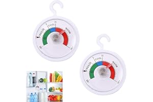 KSYWYDU 2 Pezzi Termometro Frigorifero, Termometro Congelatore Analogico con Quadrante a Zone Colorate, Lettura Facile da -30°C a 50°C, Set Termometro Meccanico per Controllo Temperatura Alimenti Conservati
