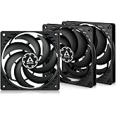ARCTIC P12 Thin PWM PST (3 Pieces) - 120 mm Fan, PWM Sharing Technology, Static Pressure, PST Connection, Speed 300-2100 RPM - Si