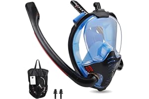 SRJEQC Maschera Snorkeling,Maschera Subacquea Adulti con Lente Ultra Chiara Anti Fog,Maschera Sub Panoramica 180° Design,Maschera Snorkeling adulto Compatibile con Videocamere Sportive Adulti Unisex