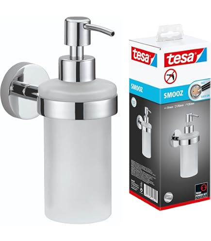 Dispenser Sapone Da Parete QWORK®, Acciaio Inox 304, 200ml, Per Doccia E Bagno, Finitura Cromata Lucida