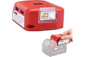 BQWEUN Adapter akumulatora, czerwony podwójny adapter USB 18 V, port DC litowy adapter do baterii, z lampą roboczą LED, zasilaczem ładowarki, narzędzie do konwersji, do Milwaukee M18 (czerwony)