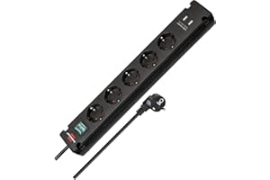 ‎BRENNENSTUHL Brennenstuhl Bremounta Steckdosenleiste 5-Fach mit USB-Ladefunktion (Mehrfachsteckdose mit 90 Grad Steckdosen, Steckerleiste mit Schalter, Befestigungsmöglichkeit und 3m Kabel) schwarz