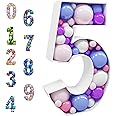 GHAKKE 3.2ft Mosaic balloon frame lit subtitle pre cut kit No 5. Super large foam board birthday background birthday boys and girls party anniversary decoration (Number 5)