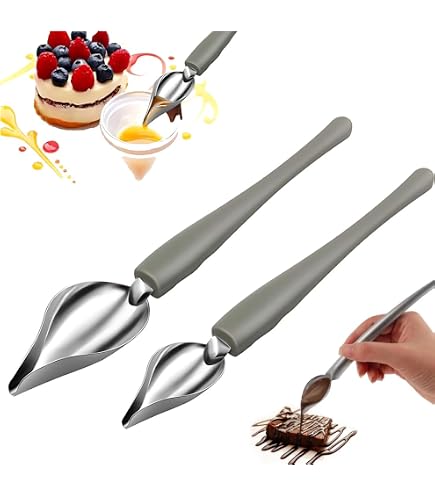 Schokoladen-Dip-Werkzeuge & Dekolöffel Set - 3 Schokoladenlöffel + 2 Kulinarische Zeichenlöffel