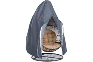 QOXEZY Pokrowiec na fotel wiszący, 420D, wytrzymały, Oxford, pełne pokrycie, huśtawka, 230 x 200 cm, wodoodporny, pasuje do większości podwójnych krzeseł do jajek, kolor czarny i szary (szary)