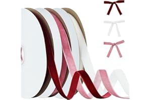 RIBBOOO Rot, Rosa, Weiß Samt Band Set, 3 Farben 1cm x 30yd Gesamt für Weihnachtskranz Bogen Dekoration Handwerk Geschenkverpackung Valentinstag Bouquet Wrap
