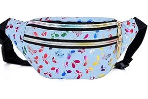 Estwell Bum Waist Bag for Women Girls Fashion PU Leather Waterproof Ladies Festival Fanny Pack Lightweight Hip Pouch Travel Holiday Waist Pack Shiny Bumbag