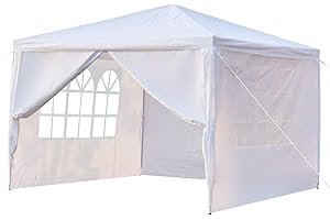 Outvita Tonnelle Tente de Jardin 3x3x2,6m, Tente de Réception avec 4 Bâches Amovibles pour Fête/Mariage/BBQ