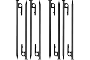 RICOFOT Picchetti Campeggio, 8 Pezzi Picchetti Nero, Resistente Alle Intemperie Picchetti Tenda Adatto per Asfalto Rocce Tende Campeggio Reti da Giardino Teloni Reti da Calcio