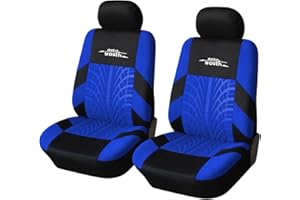 AUTOYOUTH Funda de Asiento Delantero para Coche Ajuste Universal Fundas Protectoras para Asientos Coche Pistas de Neumáticos Accesorios de Asiento de Coche, Azul