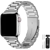Apple Watch 42mm 44mm 45mm 49mm 12345678 Se Ultra Seri Paslanmaz &Ccedil;elik Kordon Ve Ayarlama Aparatı G&uuml;m&uuml;ş