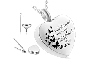 QESSUVNC Collar de cenizas, collar de recuerdo de cenizas, joyería de cenizas para hombre, collar de medallón para mujer, collar de urna personalizado para cenizas, joyería de cremación para cenizas