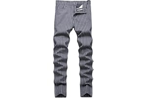 BUKKNYE BUKKKNYE Straight Skinny Plaid Jeans for Men Slim Fit Stretch Denim Pants Plus Size Flat Front Classic Work Trousers Biker Pants Retro Vintage Drainpipe Pants