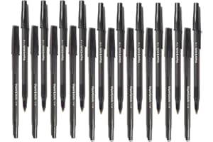 NEWELL BRANDS 20 x PaperMate Write Bros Classic Medium Point 1.0 mm Ballpoint Stick Pen, Translucent Black Barrel/Black Ink