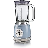 Ariete Vintage Glass Blender Blue 0583/05-1.5 Liter Capacity Glass Jug, 4 Speed Tiers, Pulse Feature and Ice breaking Function