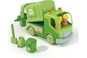 Wanborns Müllwagen-Spielzeug für Kleinkinder im Alter von 1, 2, 3 und 4 Jahren, Jungen und Mädchen, Fahrzeuge aus Kunststoff und Holz mit Ton und Licht Geburtstag