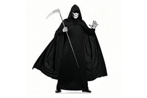 Veroda Mysterious Horror Reaper Costumes for Halloween Dress Up Death Costumes Hooded Cape Gloves Scythe
