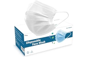 Izkan- 100 Pack 3 Ply Disposable Face Masks Protective Safety Dust Pollen Haze Proof