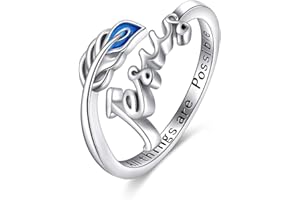 VONALA Bague réglable en argent sterling avec plume Jésus pureté Bague feuille Bijoux pour adolescentes Christian, Argent sterling